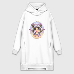 Женское худи-платье Овен анимешка, цвет: белый