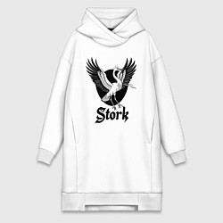 Женское худи-платье Аист в полёте, цвет: белый