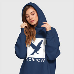 Женское худи-платье Летящий воробей, цвет: тёмно-синий — фото 2