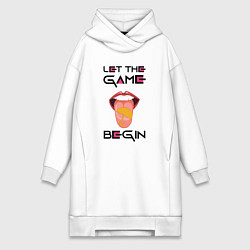 Женское худи-платье Пусть начнётся игра, цвет: белый