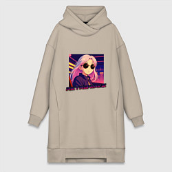 Женская толстовка-платье Ретровейв аниме девушка