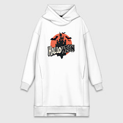 Женская толстовка-платье Логотип halloween с замком и летучими мышами