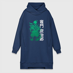 Женская толстовка-платье Клинок рассекающий демонов - зеленый