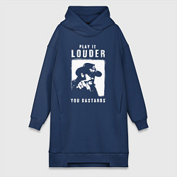 Женское худи-платье Лемми - сделайте громче ублюдки, цвет: тёмно-синий