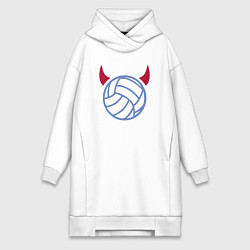 Женское худи-платье Volleyball devil, цвет: белый