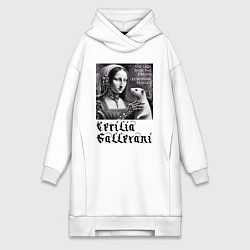 Женское худи-платье Cecilia Gallerani - the lady with the ermine, цвет: белый