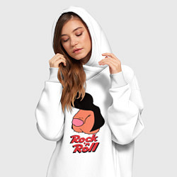 Женское худи-платье Логотип rock n roll мем, цвет: белый — фото 2