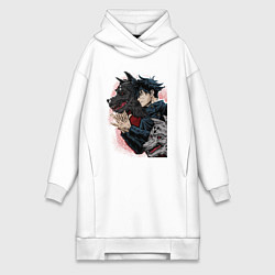 Женское худи-платье Фушигуро Мегуми, цвет: белый