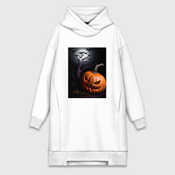 Женское худи-платье Тыква хэллоуин, цвет: белый