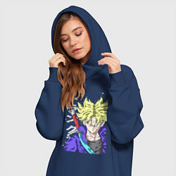 Женское худи-платье Драконий жемчуг Транкс из будущего, цвет: тёмно-синий — фото 2