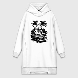 Женская толстовка-платье Ретро-Куба пальмы и автомобиль