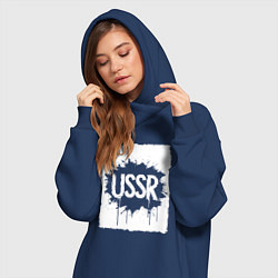Женское худи-платье СССР в стиле граффити, цвет: тёмно-синий — фото 2