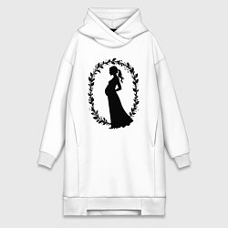 Женское худи-платье Беременная грация, цвет: белый
