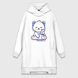 Женское худи-платье Music white bear, цвет: белый