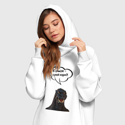 Женское худи-платье Не люблю сухой корм кот кошка, цвет: белый — фото 2