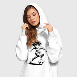 Женское худи-платье Футбольная атака аниме, цвет: белый — фото 2