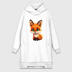 Женская толстовка-платье Пушистая радость: Лисёнок в мультяшном стиле