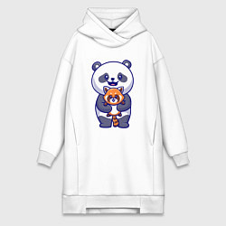Женское худи-платье Две панды, цвет: белый