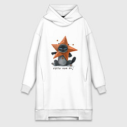 Женская толстовка-платье Хмурый новогодний кот