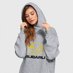 Женское худи-платье Subaru Logo, цвет: меланж — фото 2