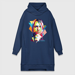 Женское худи-платье Kurt Cobain: Colors, цвет: тёмно-синий