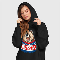 Женское худи-платье Made in Russia: медведь, цвет: черный — фото 2