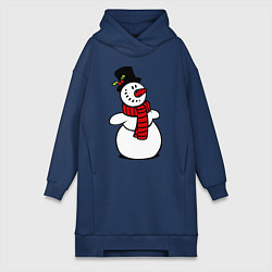 Женское худи-платье Весёлый снеговик, цвет: тёмно-синий