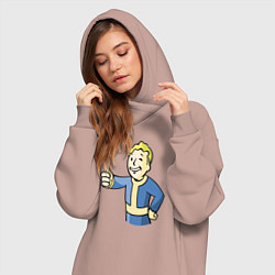 Женское худи-платье Fallout vault boy, цвет: пыльно-розовый — фото 2