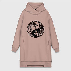 Женская толстовка-платье Два дракона Инь Янь