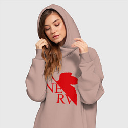 Женское худи-платье Евангелион NERV, цвет: пыльно-розовый — фото 2