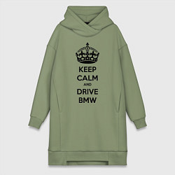 Женское худи-платье Keep Calm & Drive BMW, цвет: авокадо