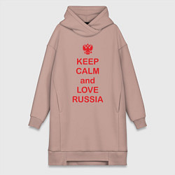 Женское худи-платье Keep Calm & Love Russia, цвет: пыльно-розовый