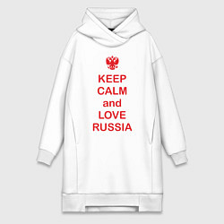 Женское худи-платье Keep Calm & Love Russia, цвет: белый