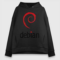 Толстовка оверсайз женская Debian, цвет: черный