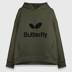 Толстовка оверсайз женская Butterfly Logo, цвет: хаки