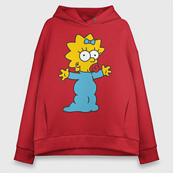 Толстовка оверсайз женская Maggie Simpson, цвет: красный