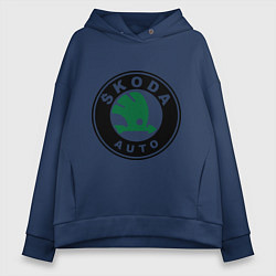 Толстовка оверсайз женская Skoda, цвет: тёмно-синий