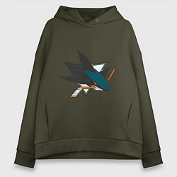 Толстовка оверсайз женская San Jose Sharks, цвет: хаки