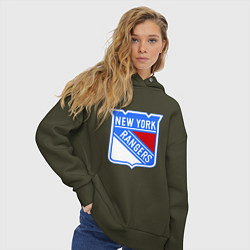 Толстовка оверсайз женская New York Rangers, цвет: хаки — фото 2