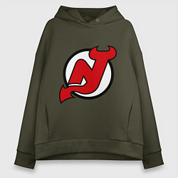 Толстовка оверсайз женская New Jersey Devils, цвет: хаки