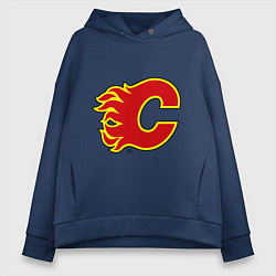 Толстовка оверсайз женская Calgary Flames, цвет: тёмно-синий