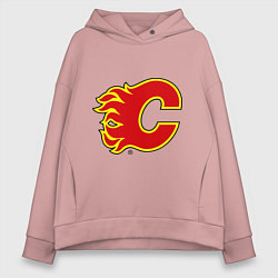 Толстовка оверсайз женская Calgary Flames, цвет: пыльно-розовый