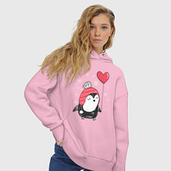 Толстовка оверсайз женская Пингвин с шариком, цвет: светло-розовый — фото 2
