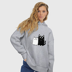 Толстовка оверсайз женская Удивленные коты, цвет: меланж — фото 2