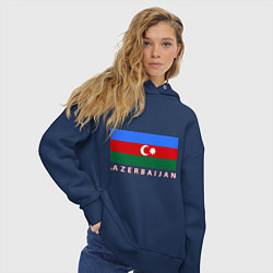 Толстовка оверсайз женская Азербайджан, цвет: тёмно-синий — фото 2