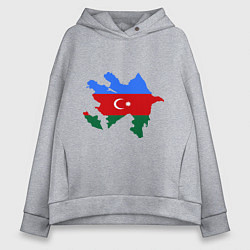 Толстовка оверсайз женская Azerbaijan map цвета меланж — фото 1