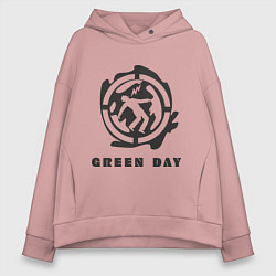 Толстовка оверсайз женская Green Day: Red Symbol, цвет: пыльно-розовый