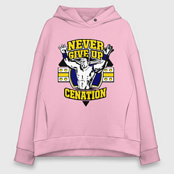 Толстовка оверсайз женская Never Give Up: Cenation, цвет: светло-розовый