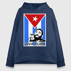 Толстовка оверсайз женская Fidel: Viva, Cuba!, цвет: тёмно-синий