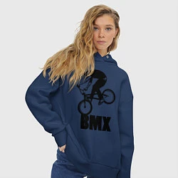 Толстовка оверсайз женская BMX 3, цвет: тёмно-синий — фото 2